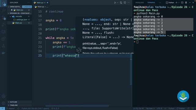 Belajar Python [Dasar] - 26 - Continue dan Pass смотреть онлайн