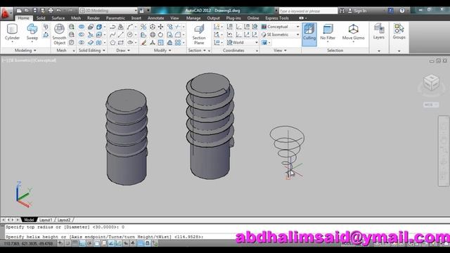 Pelajaran 12 AutoCAD 2012 Asas 3D HELIX смотреть онлайн