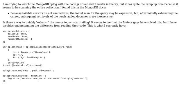 How do I move a tailable cursor with awaitdata to the end so I just get new updates? смотреть онлайн
