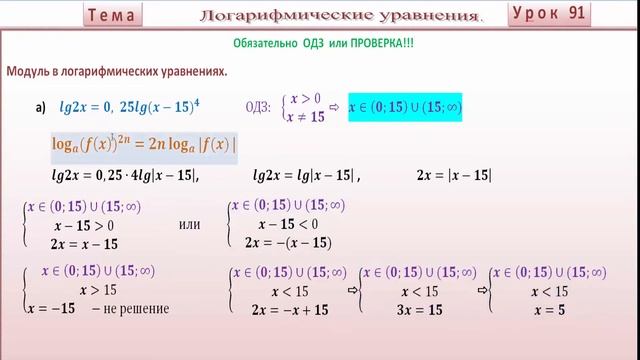 Модуль в логарифмических уравнениях. Часть 6.Module in logarithmic equations. Part 6. смотреть онлайн