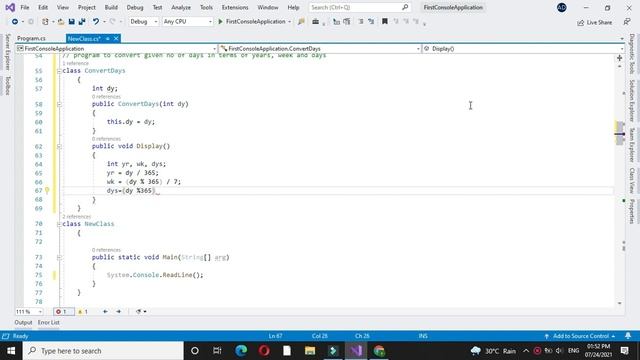 Program To Convert Days Into Years, Weeks And Days Using Constructor with C# смотреть онлайн