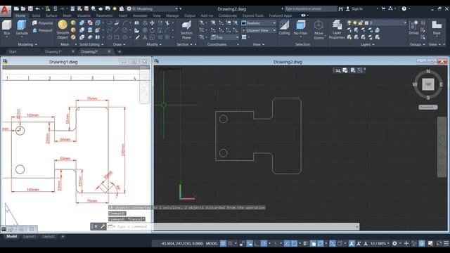 How to make 2D from 3D drawing in AutoCAD using FLATSHOT command смотреть онлайн
