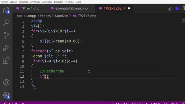php vidéo 10 : TP2 / EX3 Tableau remplit par des nombres aléatoires ( rand, in_array ) смотреть онлайн
