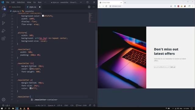 Awesome newsletter section using only HTML & CSS смотреть онлайн