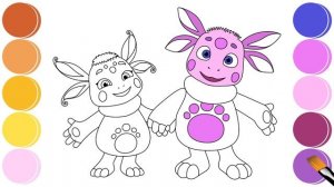 Luntik and Luna drawing and coloring for kids