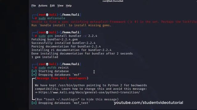 Fix msfconsole, bundle install missing gems | Kali Linux | Metasploit Framework смотреть онлайн