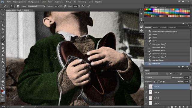 Как раскрасить черно-белое фото | Photo colorization | Timelapse смотреть онлайн