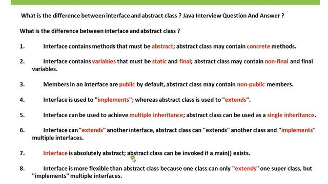 DIFFERENCE BETWEEN INTERFACE AND ABSTRACT CLASS JAVA смотреть онлайн