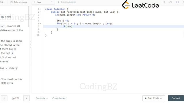 Remove Element || Leetcode problem no. 27 ||Java Answer #leetcode #codingbz смотреть онлайн