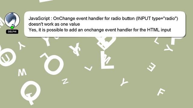 JavaScript : OnChange event handler for radio button (INPUT type="radio") doesn't work as one value смотреть онлайн