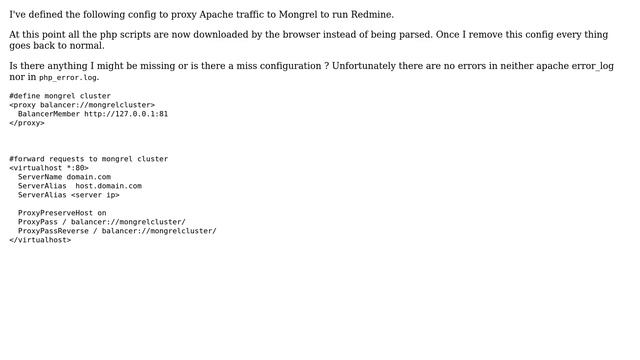 DevOps & SysAdmins: Apache as Proxy to Mongrel. PHP not parsing смотреть онлайн