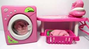Игрушечная стиральная машина с утюгом и гладильной доской Прачечная Playset Распаковка и обзор