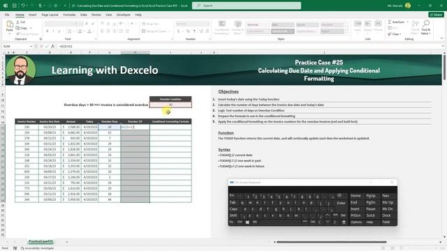 Calculating Due Date and Conditional Formatting in Excel | Excel Practice Case #25 смотреть онлайн