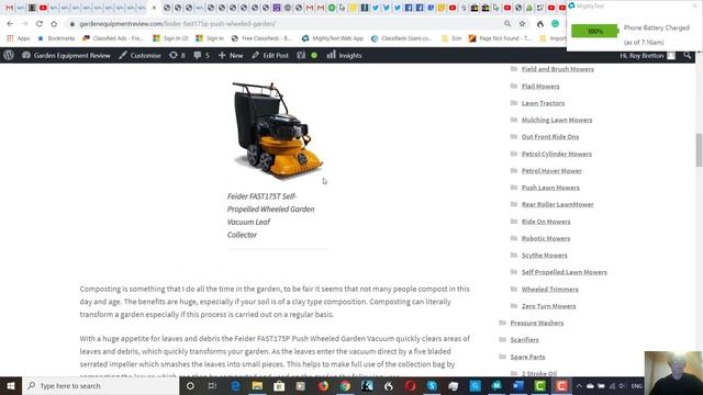 Feider FAST175P Push Wheeled Garden Vacuum смотреть онлайн