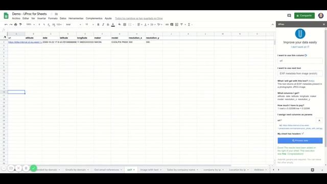 Get EXIF metadata by image - UProc for Sheets смотреть онлайн