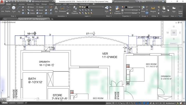 AUTOCAD # 240 Ground Floor Plan Of A Double Story House Size 64'x184' Proposal 1 смотреть онлайн