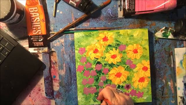 Black Eyed Susans and Phlox Acrylic Painting Demo How to смотреть онлайн