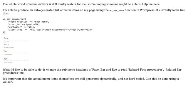 Wordpress: How can I edit submenu headings using wp_nav_menu walker? смотреть онлайн