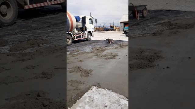 Устройство бетонной площадки 400 м2 из монолитного бетона смотреть онлайн