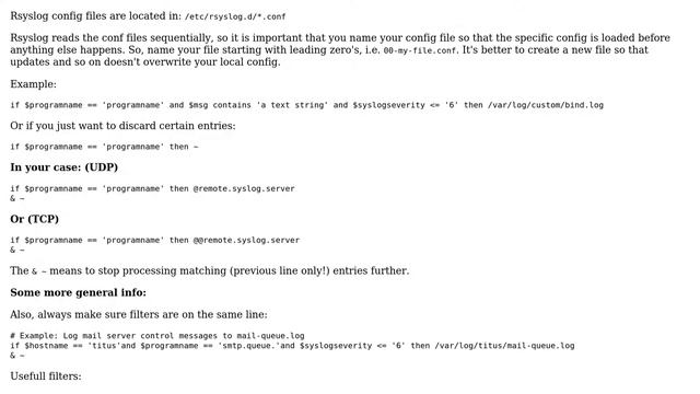 Ubuntu: How do I configure rsyslog to send logs from a specific program to a remote syslog server? смотреть онлайн