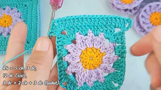 Merajut Granny Square Daisy dan Cara Menyambungnya | Crochet Granny Square Daisy смотреть онлайн