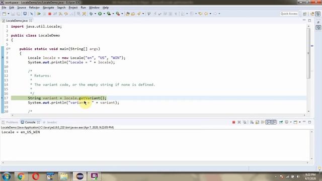 How to use getVariant() method of Locale class? | Java.util.Locale class смотреть онлайн