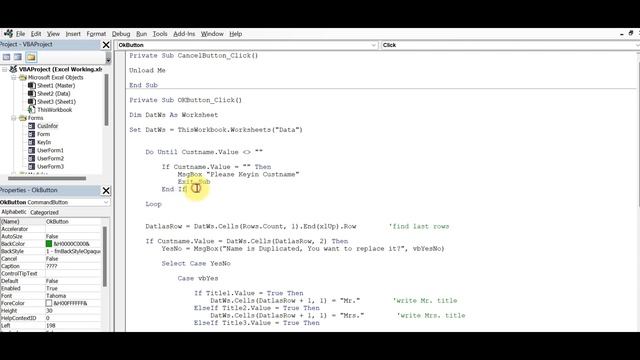 Excel VBA: การเขียนคำสั่งให้บังคับกรอก (Mandatory Field) สำหรับกรอกข้อมูลลง Excel (UserForm) Part4 смотреть онлайн
