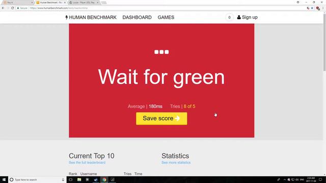 Human Benchmark REACTION TIME TEST (Average between 171-180ms) смотреть онлайн
