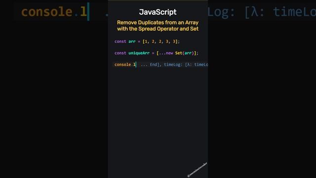 JavaScript: Remove Duplicate Values from an Array with the Spread Operator and Set! смотреть онлайн