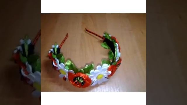 Мак и ромашка на ободке. Веночек. смотреть онлайн