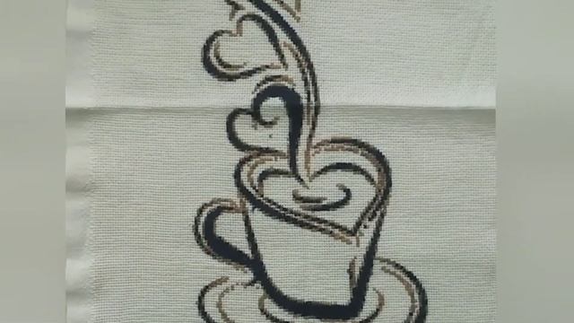 Вышивка крестиком. Чашка кофе. Обзор картины.十字绣 смотреть онлайн
