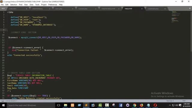create table with php смотреть онлайн