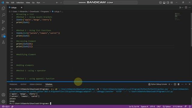 How to create list in python. смотреть онлайн