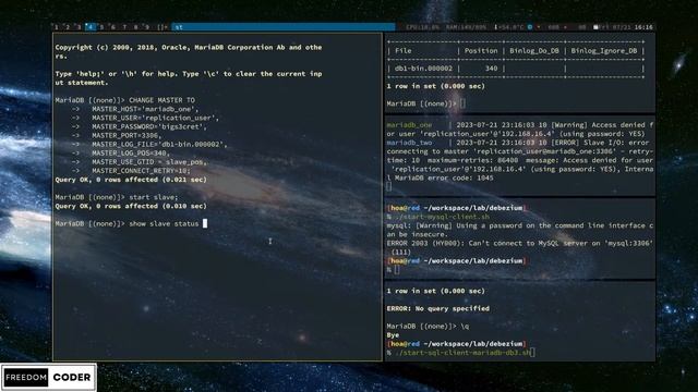 #BabyStep 107 - setup Mariadb primary + secondary replication using GTID + docker (cont) смотреть онлайн