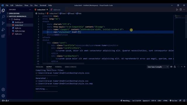 Link SASS to HTML in VS Code || Compile SASS in VS Code Editor смотреть онлайн