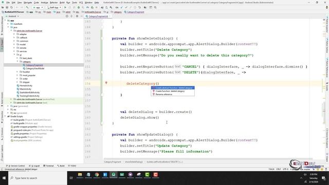 Kotlin Android Tutorial - New Eat It part 77 Server App Delete Category смотреть онлайн