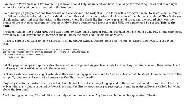Wordpress: Form action/link to render a plugin in WordPress front-end смотреть онлайн