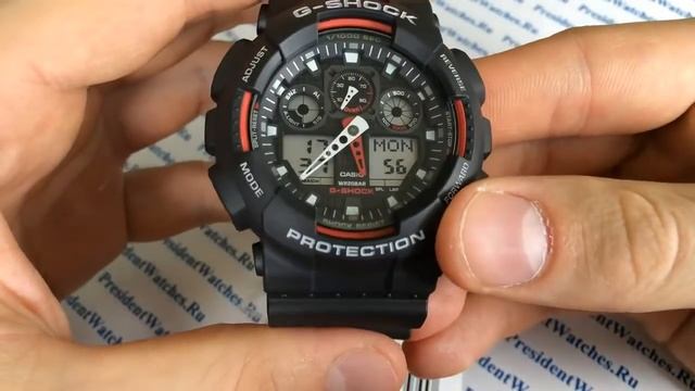 Как настроить часы Casio G SHOCK GA 100 1A4 инструкция от Vip-TimeClub.Net смотреть онлайн