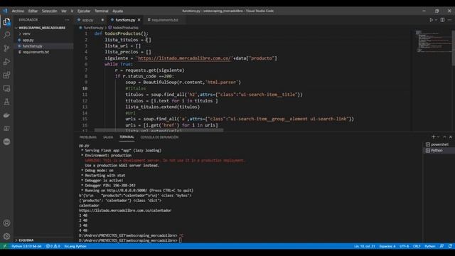 Python - Web Scraping Mercado Libre - API REST enviando producto desde el BODY 5/10 смотреть онлайн
