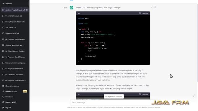 How to print Floyd's triangle in Golang 1.20 смотреть онлайн