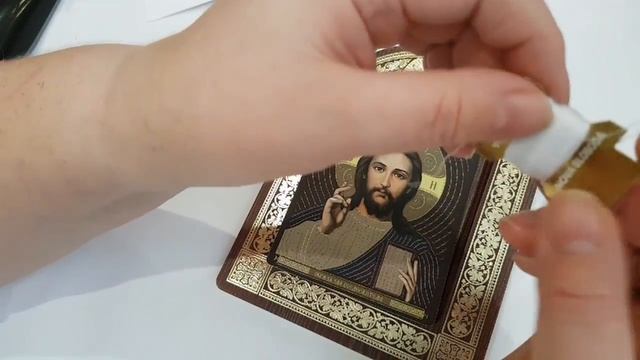 Вышивка бисером Иконы "Спаситель" с деревянным окладом от Нова Слобода. смотреть онлайн