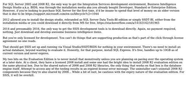 Databases: Is it possible to develop a SSIS with a SQL Server Evaluation Version (4 Solutions!!) смотреть онлайн
