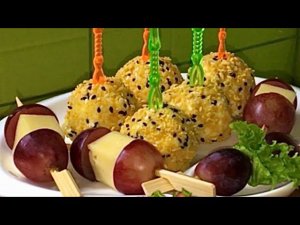 Быстрые закуски для фуршета. Канапе на шпажках.