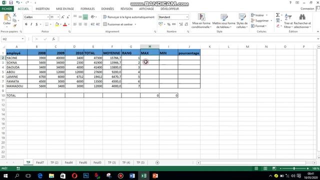EXCEL: Calcul Somme, Moyenne, Rang , pourcentage смотреть онлайн