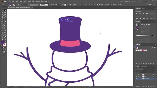 Snowman Illustration, Adobe Illustrator 2020 CC vector character design смотреть онлайн