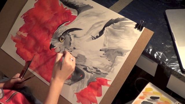 Speed watercolor painting "Owl"sketch/ Быстрый Акварельный рисунок Совы смотреть онлайн