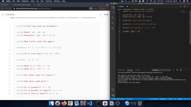 Learn Python 3 The Hard Way - Exercise 3: Numbers and Math смотреть онлайн