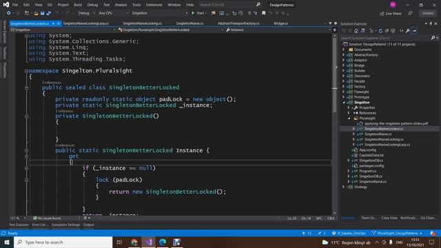 Singleton Pattern C# смотреть онлайн