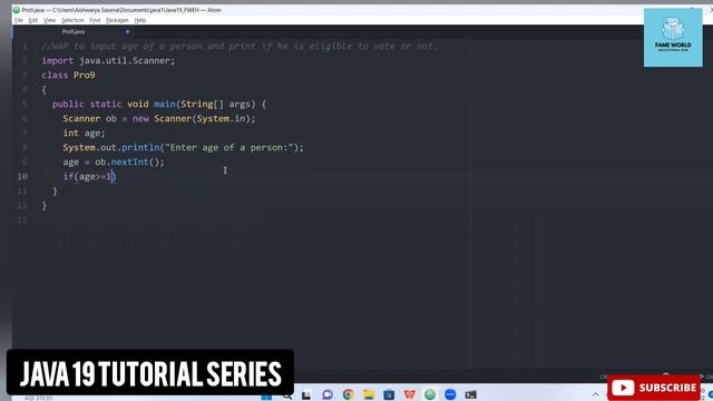 #17 - Java 19 Series | If-else Program | Eligible to Vote or not Program @FAMEWORLDEDUCATIONALHUB смотреть онлайн