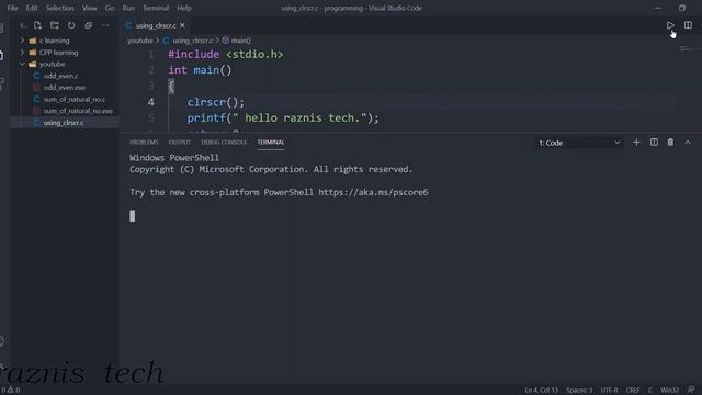 use of clrscr function in vs code correctly.... смотреть онлайн